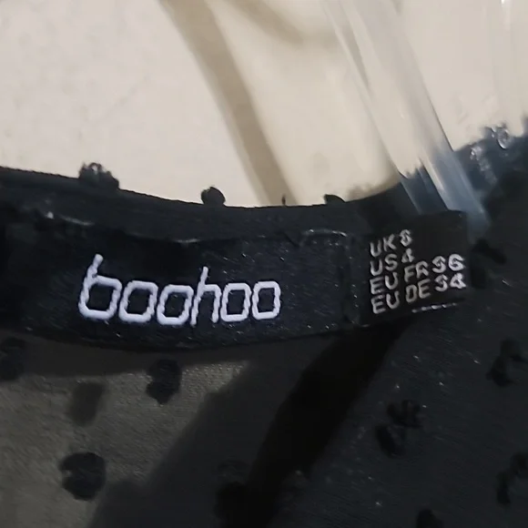 Boohoo Womens Black Mesh Lace Up Romper Size 4 - Picture 7 of 8